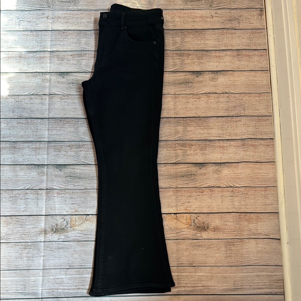 American Eagle Outfitters Black Flare Wide Leg Jeans 14 short